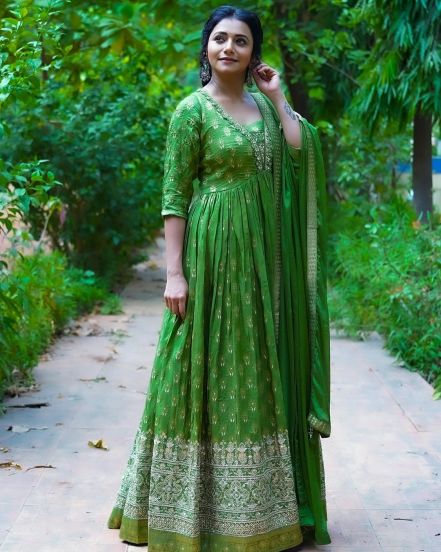 Jui Gadkari Green Anarkali Dress