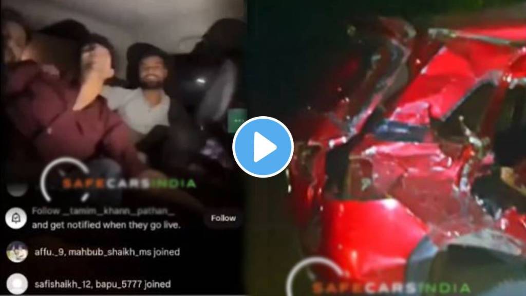 Accident recorded in Instagram Live Five boys coming to Mumbai in a car