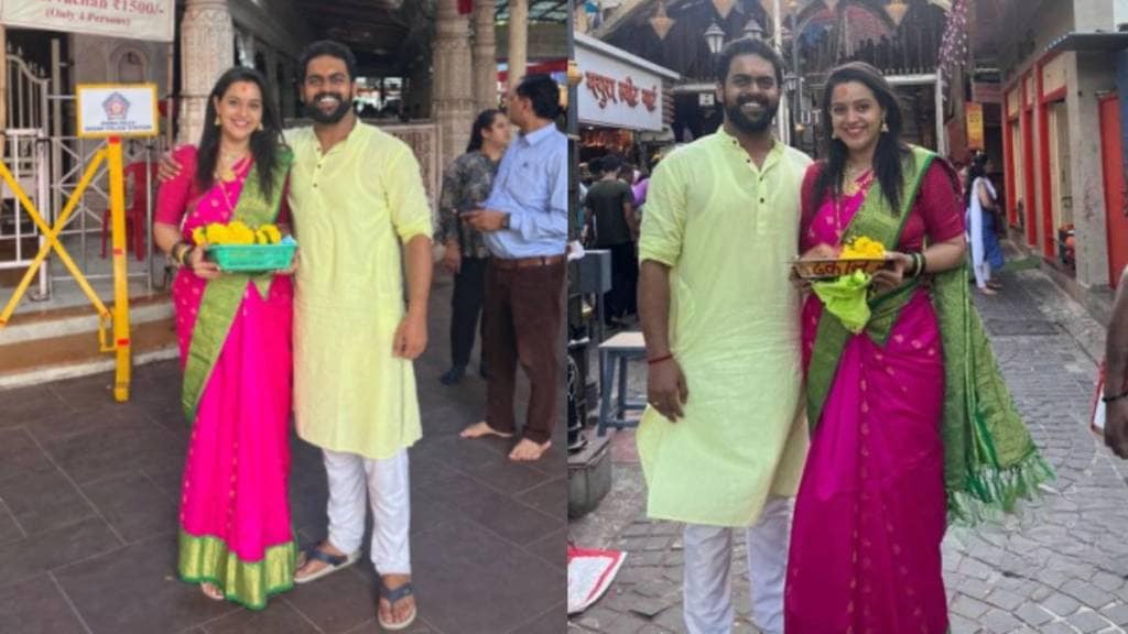 Shubhankar Ekbote and amruta bane visit siddhivinayak temple to mahalaxmi temple photo viral