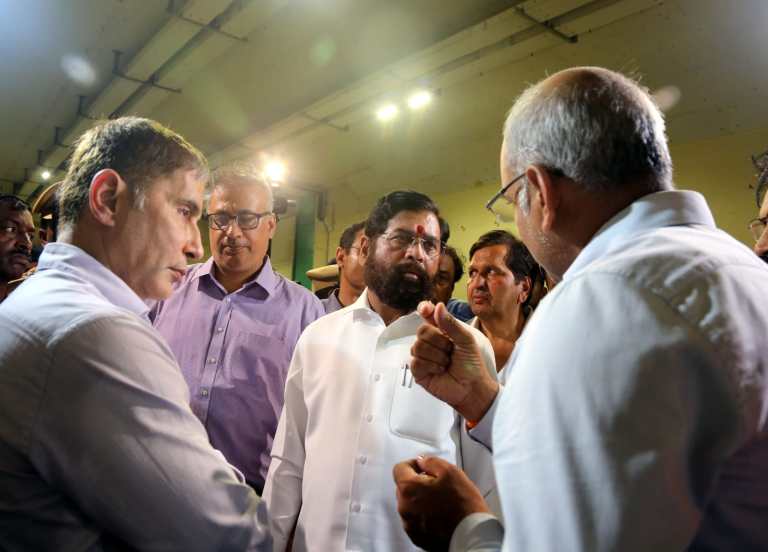 Chief Minister Eknath Shinde visit the actual spot of the leak of Mumbai Coastal Road at Mumbai 