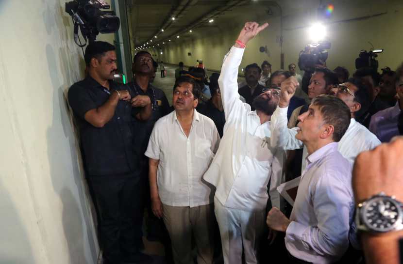 Chief Minister Eknath Shinde visit the actual spot of the leak of Mumbai Coastal Road at Mumbai 