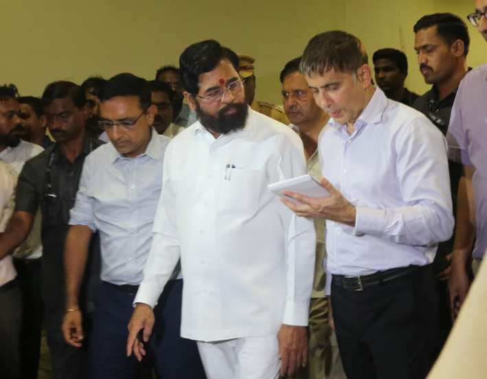 Chief Minister Eknath Shinde visit the actual spot of the leak of Mumbai Coastal Road at Mumbai 