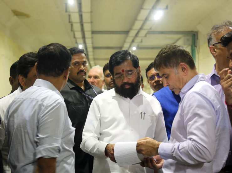 Chief Minister Eknath Shinde visit the actual spot of the leak of Mumbai Coastal Road at Mumbai 