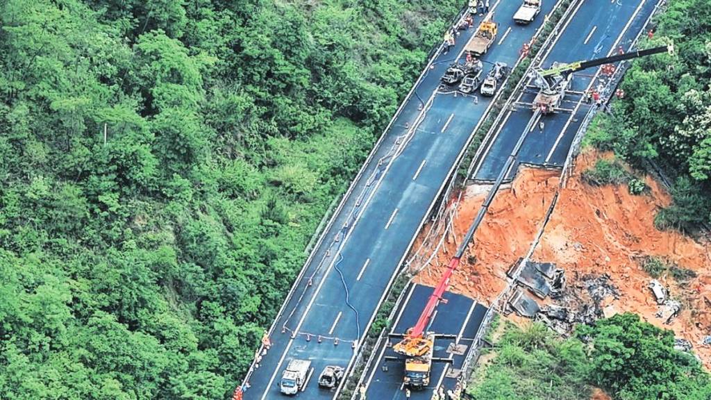 at least 24 dead in highway collapse in china