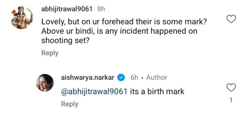 aishwarya narkar revealed about her forehead mark