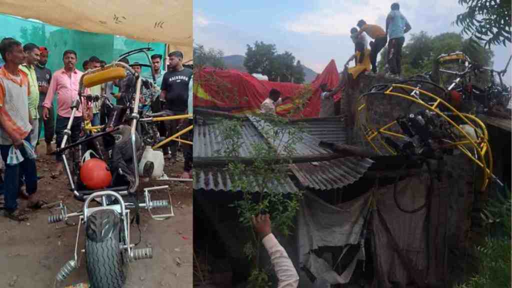 Jejuri,Paramotor Crash, Paramotor Crash in Jejuri, Pilot Injured, Girl Injured, Narrowly Avoid Major Tragedy, jejuri news, marathi news,