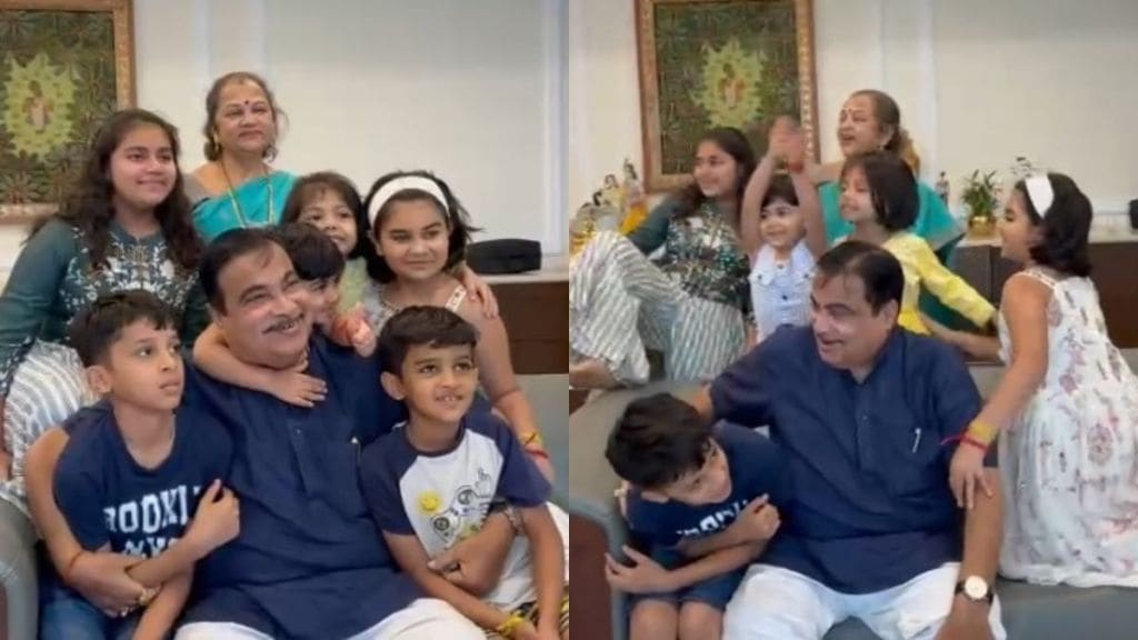 Nitin Gadkari celebrated with his grand children