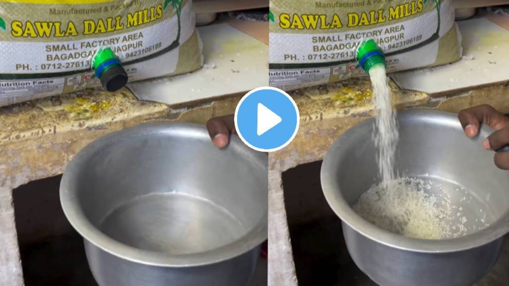 man makes a makeshift rice dispenser using a plastic bottle and easily dispenses the ingredient Genius Hack goes viral