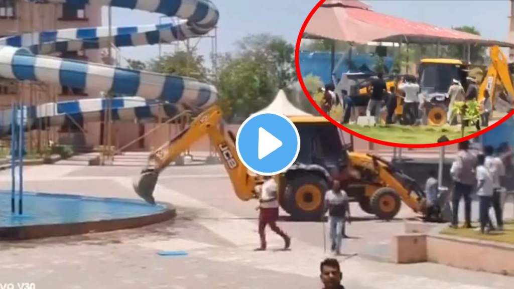 rajasthan video demolition by bulldozer water park goes viral