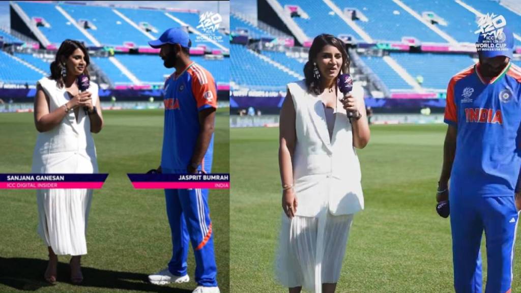 jasprit bumrah wife sanjana ganesan takes his interview after match