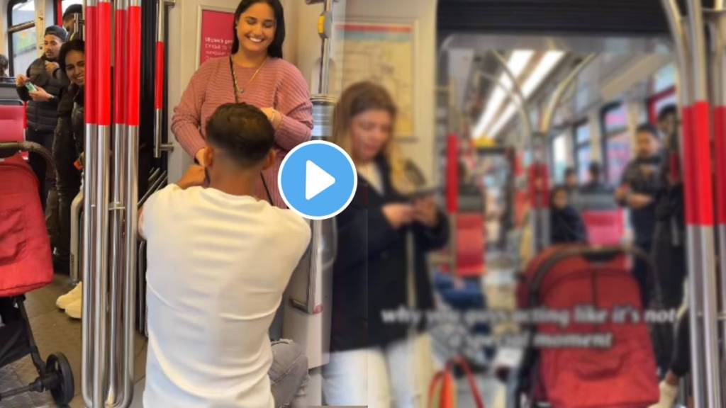 man proposes His girl friend in tram Content creator posts video with a message but other passengers were visibly unfazed