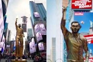 Virat Kohli Lifesize Statue Unveiled At Times Square In New York