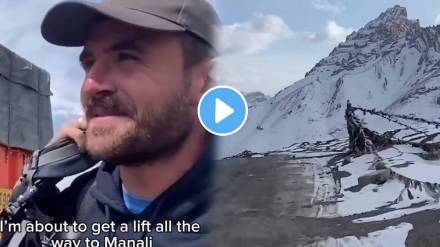 England travel blogger Recently visited In India ask truck driver for a ride shows how dangerous the roads in Ladakh watch video ones