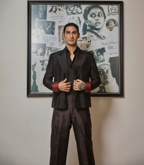 Prateik Babbar Cannes suit was made from Smita Patil Kanjeevaram sarees