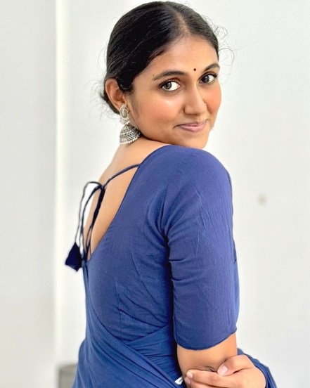 Rinku Rajguru Blue Saree Look