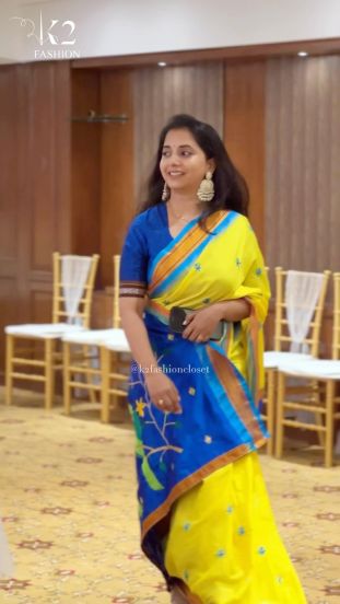 Sayali Sanjeev Yellow Khun Paithani