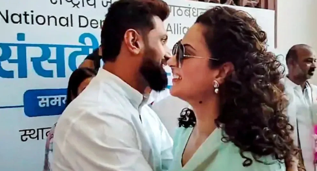 chirag paswan hugs kangana ranaut,