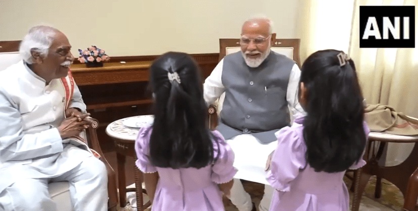 PM Modi Receives Two Special Guests At Parliament