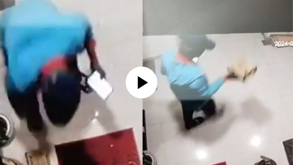 Zomato Delivery boy Stealing Food parcel on door in Bengaluru Caught On Camera