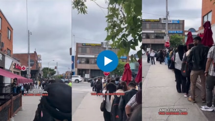 Watch Indian students queue up at Tim Hortons in Canada for job