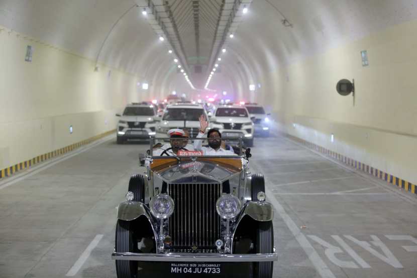 cm Eknath shinde at coastal road 