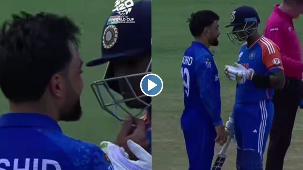 Suryakumar Yadav and Rashid Khan Banter After Surya sweep Shot Video Viral