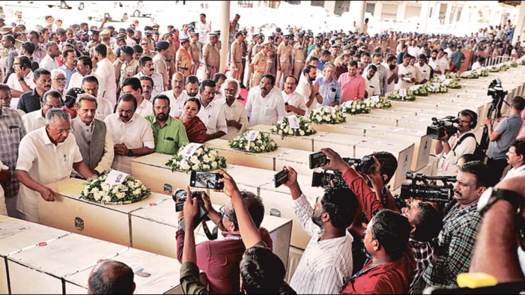 heartbreaking situation at kochi airport as the bodies of 31 indians arrive