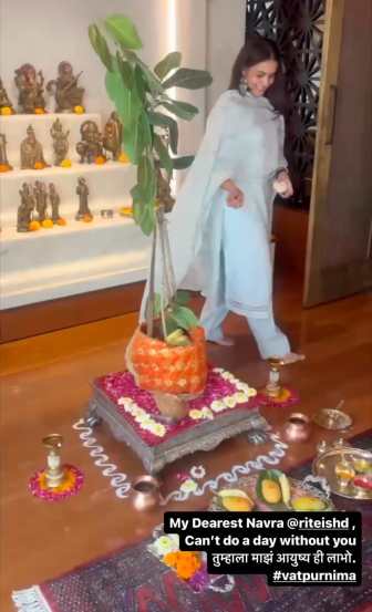 genelia deshmukh celebrates vat Purnima riteish praised his wife