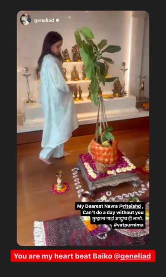 genelia deshmukh celebrates vat Purnima riteish praised his wife