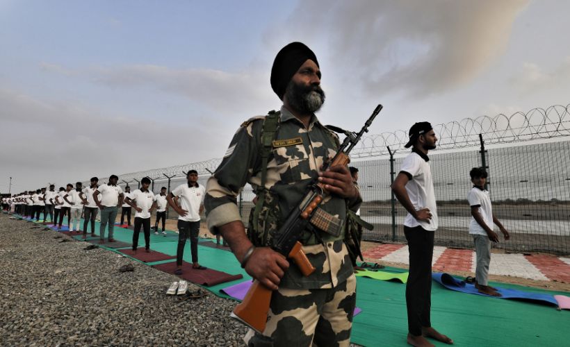 INTERNATIONAL DAY OF YOGA, JUNE 21, 2024, NADABET, GUJARAT, INDO-PAK BORDER