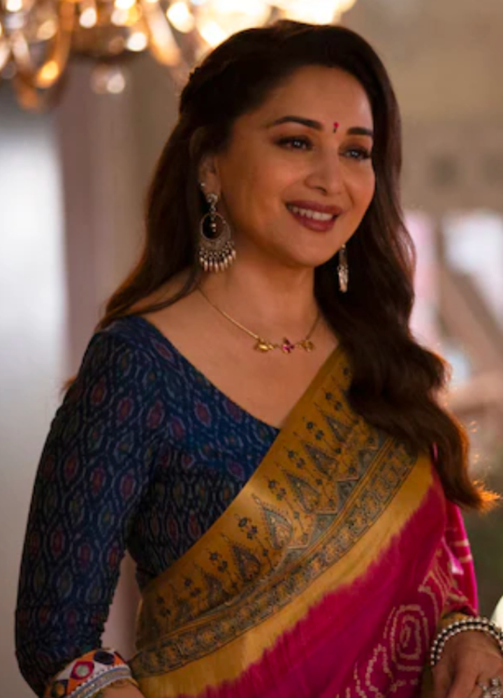 Maja Ma is a 2022 film directed by Anand Tiwari, starring Madhuri Dixit and Gajraj Rao. It follows Pallavi and her family as a rumour raises questions about her sexuality. (Photo: X/@isura)