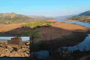 Submerged Villages Emerge, koyna dam, Shivsagar Reservoir Reaches Low Levels, Reviving Old Memories in Shivsagar Reservoir, Cultural Landmarks, satara news, wai news,