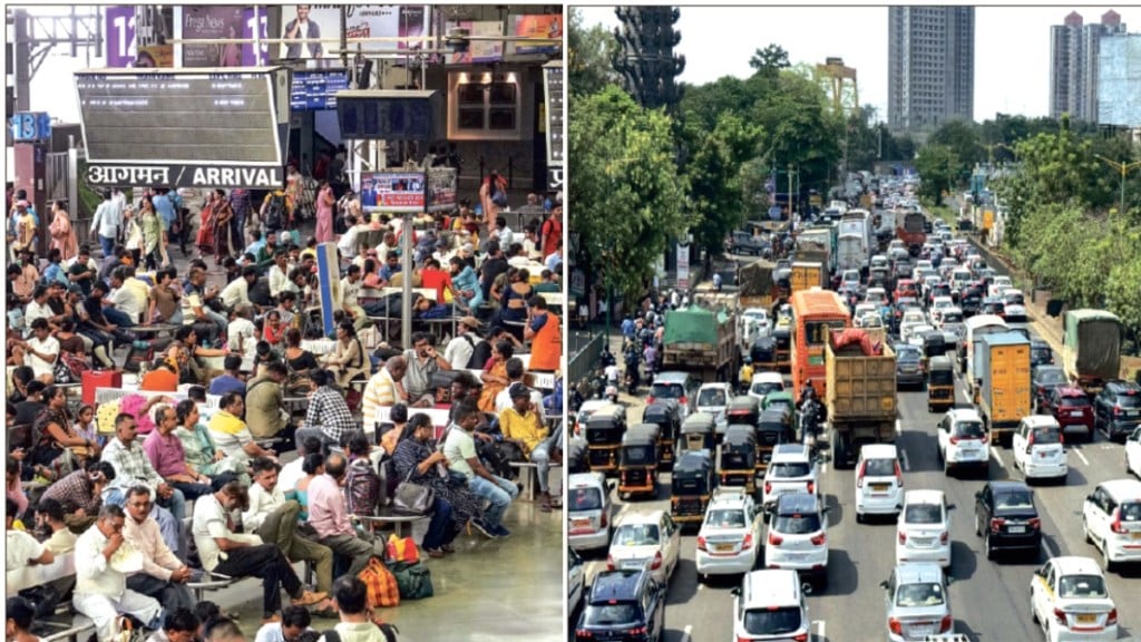 passengers huge rush in local train and in railway stations due to central railway mega block