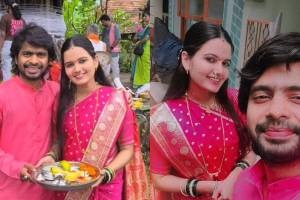 prathamesh parab wife celebrates first vat poornima