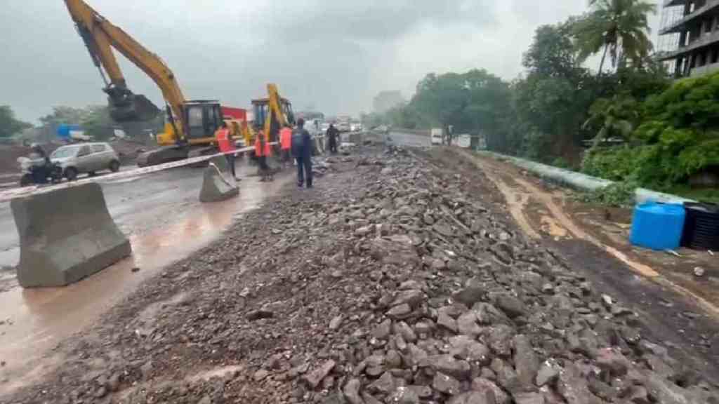 Service Road Collapse on Mumbai Nashik Highway, Traffic Jam in Bhiwandi, Mumbai Nashik Highway Causes Major Traffic Jam, Mumbai Nashik Highway,