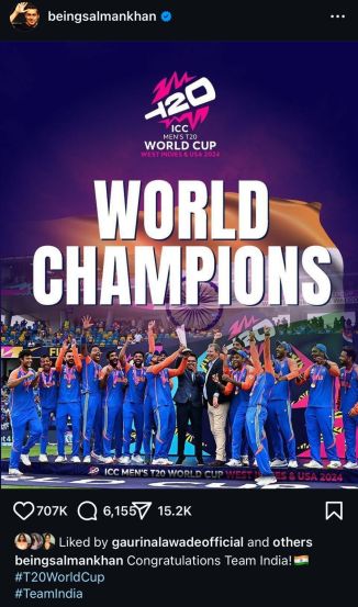salman khan T 20 worldcup won by india bollywood celebrity wishes shared social Media post