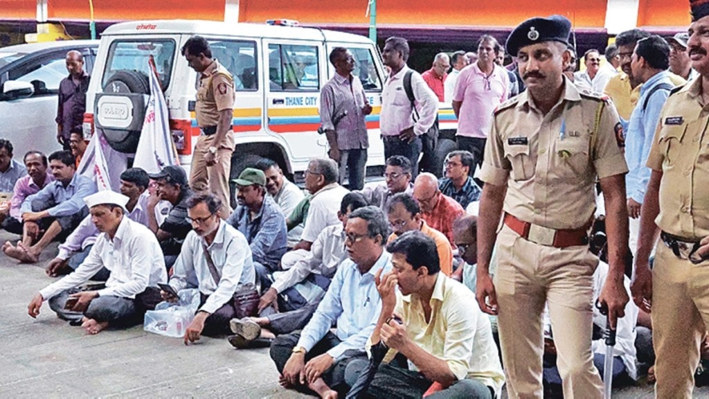 supermax company workers protest outside the cm eknath shinde s residence in thane