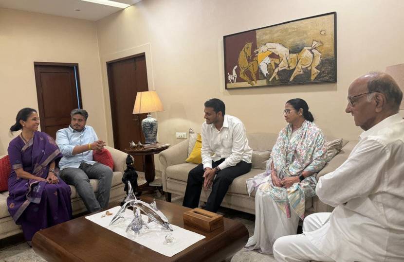 suprya sule, sharad pawar. rohit pawar, mamata banerjee and yugendra pawar