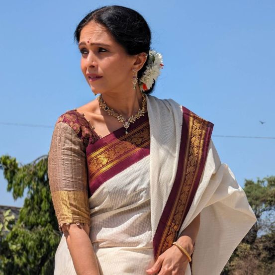 Aishwarya Narkar Pink Chikankari Saree