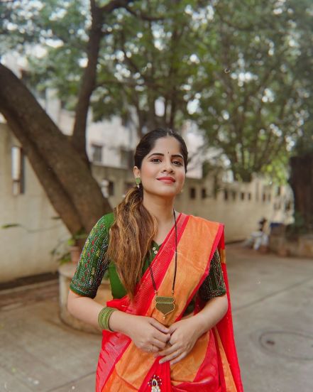 Amruta Deshmukh Red Saree Look