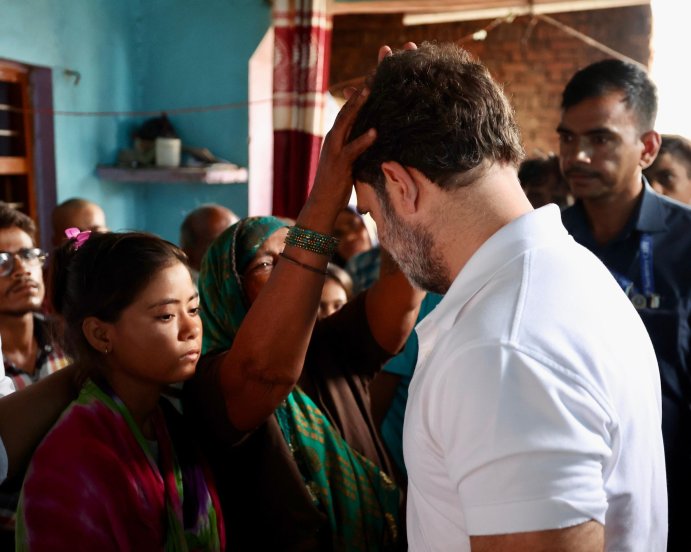 Rahul Gandhi meets bereaved families of Hathras stampede