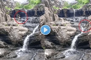 A young man's foot fell from a high waterfall and Thriller Video Viral