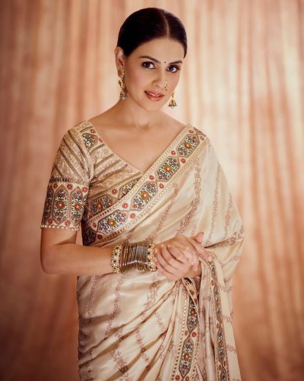 Genelia deshmukh traditional Marathi look in nauvari saree for anant ambani radhika merchat wedding