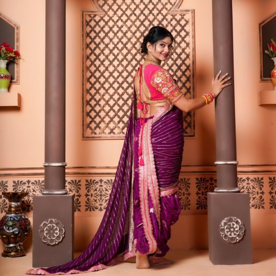 Kashmira Kulkarni Purple Nauvari Saree