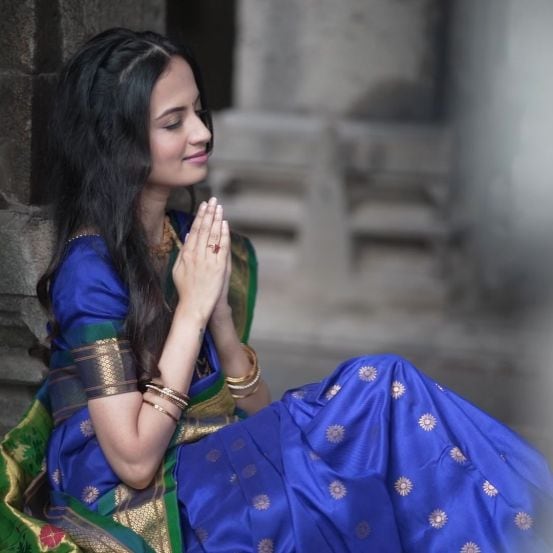 Ketaki Mategaonkar Blue Paithani Saree