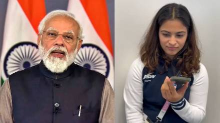 Prime Minister Narendra Modi interacts with Bronze Medalist Manu Bhaker