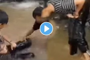 Snake Slid Inside Man's Pants While enjoying in waterfall shocking video