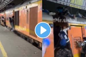 indian railways delhi railway station video passengers traveling on train roof shocking video goes viral