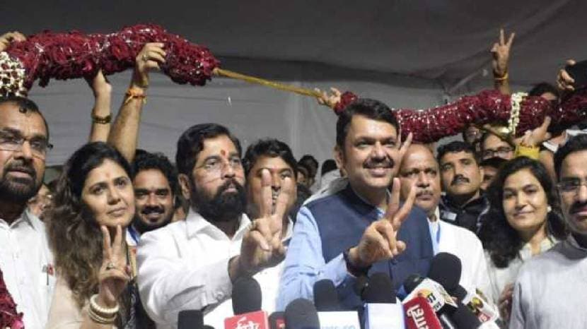 cm eknath shinde and devendra fadanvis after wining the maharashtra Legislative Council election