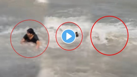 Shocking video having fun with the kids under the waterfall suddenly the water level rose and the picture changed